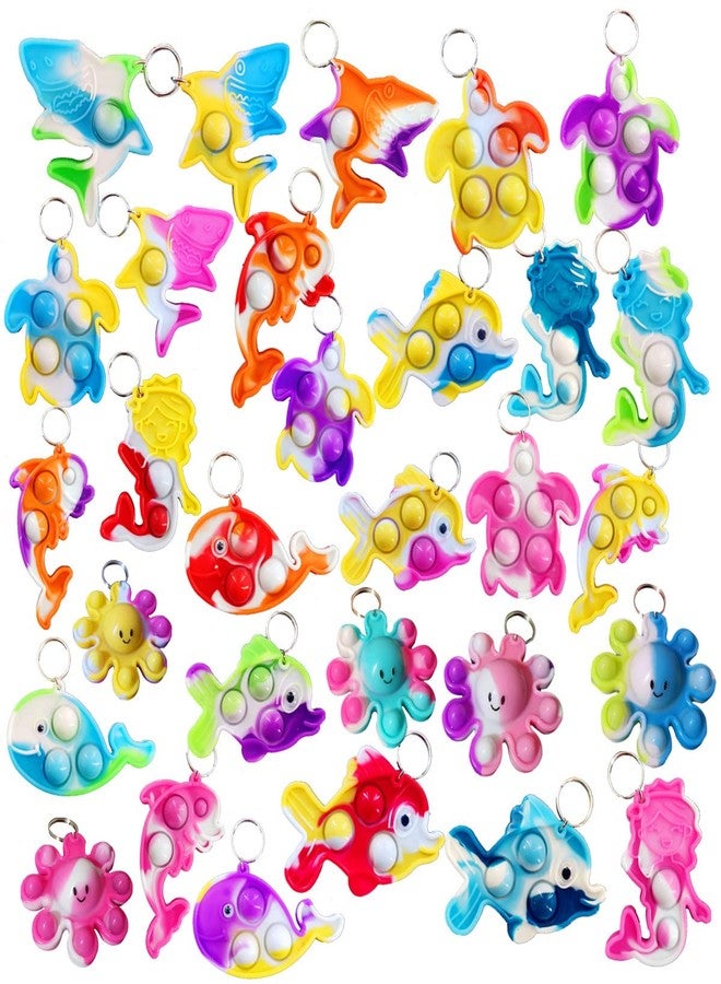 PSDFH 30 Packs Shark Turtle Dolphin Fish Octopus Mermaid Whale Mini Ocean Assorted fidgets Bubble Toys for Kids Children Classroom Students Gifts from Teacher,Birthday Party Favors - Image 1